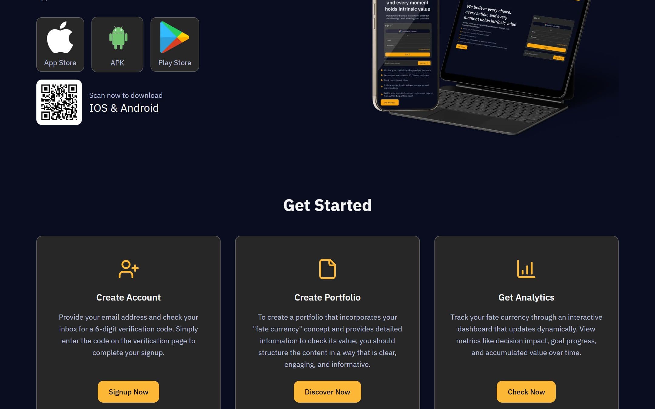 AI Funds Manager — Monitor anytime messaging and device mockups