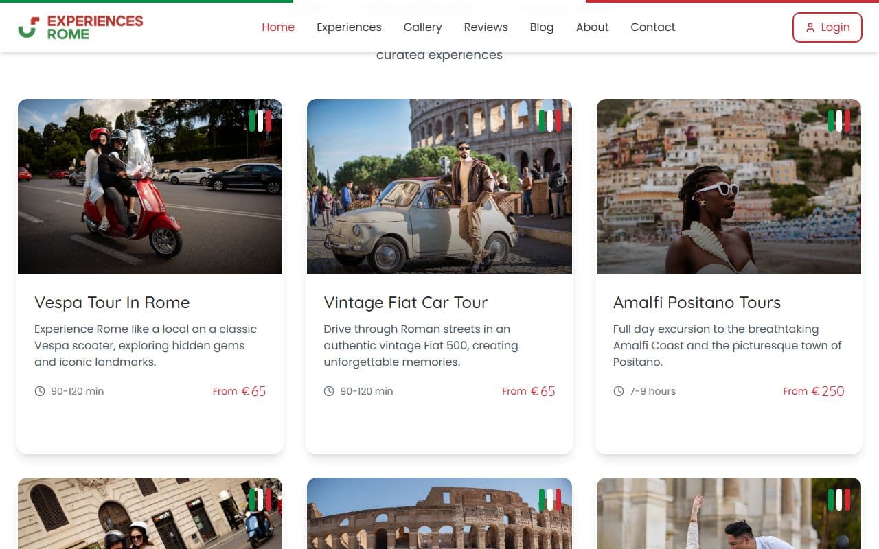 Experience Rome — Additional experience and trust sections
