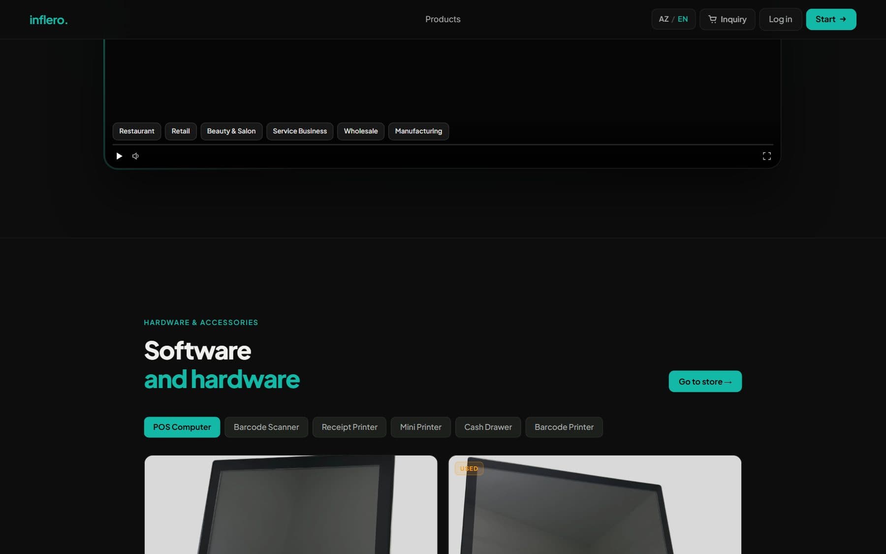Inflero — Interactive demo + software & hardware store