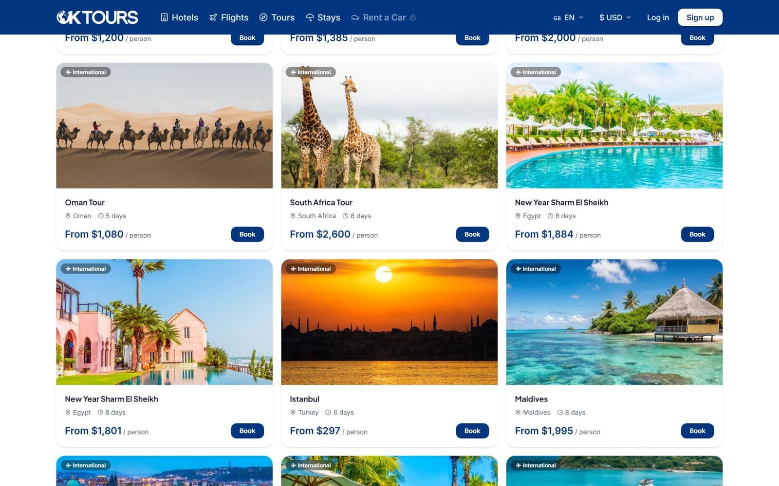 OK Tours — Deeper product sections and booking flows